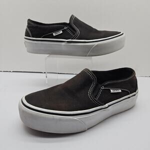 Women's Black Vans Asher Slip On Canvas Sneakers Size US 7